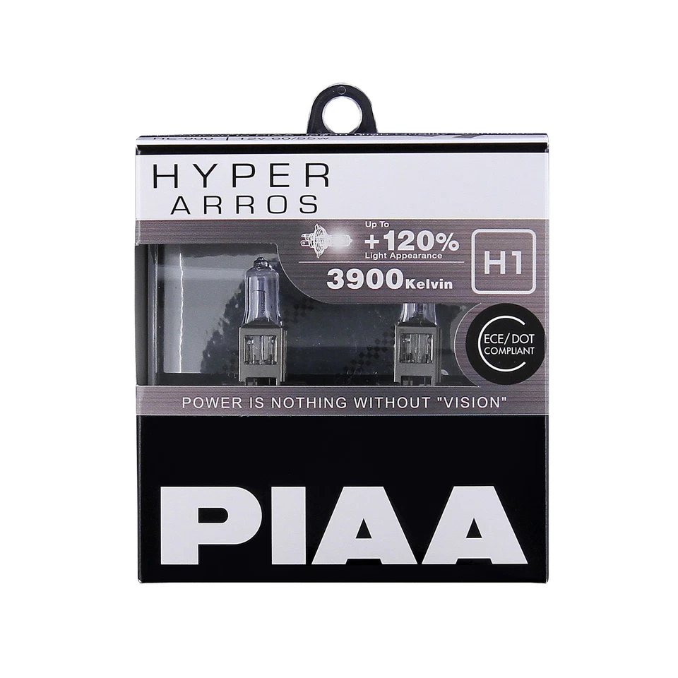 PIAA Hyper Arros (H1) Headlight Bulbs (Pair) - Cool White, Up To 120% Brighter - Image 1 of 2