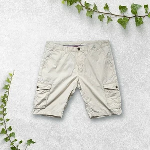 Tommy Hilfiger Beige Cargo Shorts W36 100% Cotton Utility Pockets Summer Casual - Picture 1 of 7