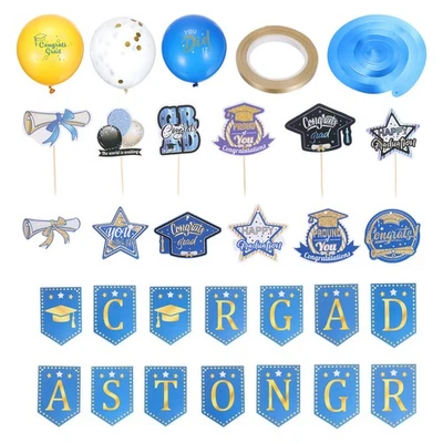 Centros de mesa de graduación suministros de decoración de fiestas oro negro Foto 1 de 4