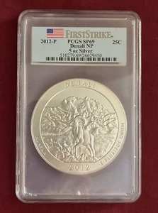 2012-P Denali America The Beautiful 5 oz. Silver PCGS SP-69 - Picture 1 of 2