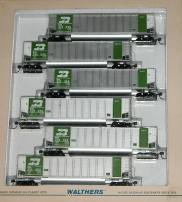 HO WALTHERS 932-5301 BETHGON WITH LOAD 6-PACK BURLINGTON NORTHERN # 1 BN  - Image 1 of 4