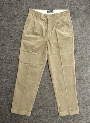 Polo Ralph Lauren Pants Mens 34x32 Tan Corduroy Pleated Cuffed 100% Cotton - Image 1 of 4