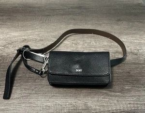 DKNY BELT BAG FANNY PACK Black Pebbled L Feather 7x4 NEW WITH TAGS!!! - Picture 1 of 10