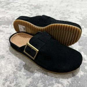 Clarks Brookleigh Black Suede Slip On Mules Soft Clogs Sandals UK 4 Small Fit - Picture 1 of 8