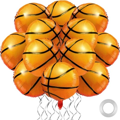 12 globos de baloncesto 18 láminas de Mylar para suministros de fiesta de cumpleaños con tema deportivo Foto 1 de 4