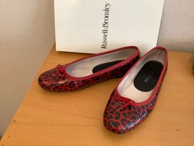 RUSSELL & BROMLEY Red Patent Ballet Pumps Leather Shoes (UK 8 EU41) Classic £175 - Image 1 of 4