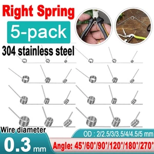 Stainless Steel Torsion Springs 0.3mm Wire 2-5mm OD V Shape 45°-270° Deflection - Picture 1 of 28