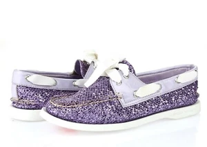 Sperry Top-Sider Damen-Slipper glitzernd lila Stoff Bootsschuhe Größe 6 M - Bild 1 von 4
