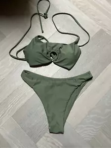 NEW Green 2 Pc Bikini High Waisted Swimsuit Cheeky Bathing M - Picture 1 of 4