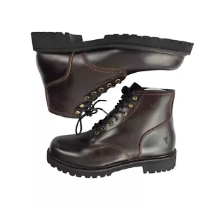 Frye Dawson Men's Leather Lug Workboot Ankle Boots Redwood Size 9 $450 NWT - Picture 1 of 24