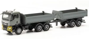 HERPA - MAN TGS camion ribaltabile 6x4 con rimorchio a 2 assi - 1/87 - HER316255 - Foto 1 di 4