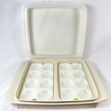 Vintage Tupperware Deviled Egg Container 723-3 Almond Color 16 Eggs Carrier