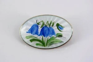 David-Andersen Oslo um 1925/30 Glockenblume-Silberbrosche mit Transluzidemail - Bild 1 von 3
