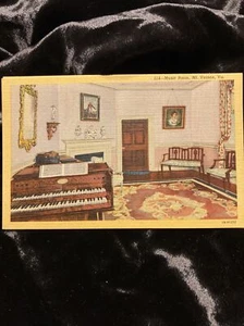 Vintage Mt Vernon Music Room Postcard George Washington  Linen - Picture 1 of 4