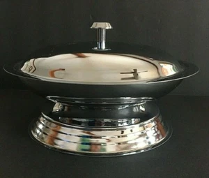 Art Deco Machine Age Chrome Covered Nut Candy Dish - Picture 1 of 7
