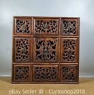 16" Old Chinese Dynasty Rosewood Carving Nine Grid Flower Hollow Out Box