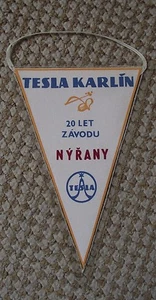 Tesla Electronics Karlin Telecoms Telephone Exchanges Nyrany Firm Pennant Flag - Picture 1 of 2