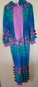 girls boys FLEECE DINOSAUR SLEEPER HALLOWEEN COSTUME SHINES! HOOD MEDIUM/LARGE - Picture 1 of 2