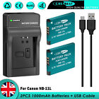 2x Battery NB-11L NB-11LH For Canon PowerShot IXUS 175 165 125 IXY 220F +Charger