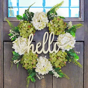 Spring White Hydrangea Wreath Artificial Flowers Wreaths Front Door Wall Decor U - Picture 1 of 16