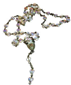 Vintage Christian Aurora Borealis AB Iridescent Crystal Rosary - Picture 1 of 4