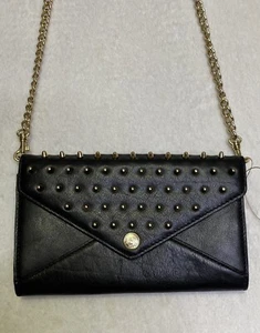 Rebecca Minkoff Black Studded Leather Handbag Crossbody Shoulder Bag Chain - Picture 1 of 10