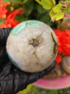 Grüne Kirschblüte Achat Druzy Kugel 1 Pfund 3,7 Stück 73,7 mm - Bild 1 von 9