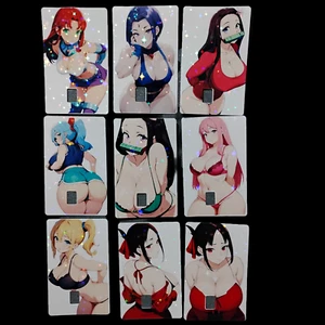 Holografische sexy Anime Waifu Kredit Debit wasserdichte Karte Skin Aufkleber Verpackung 01 - Bild 1 von 19
