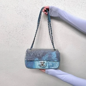 RARE☆☆☆☆☆Auth CHANEL Sequin Turn Lock Coco Mark Mini Chain Flap Bag/SS 2018 RTW - Picture 1 of 12