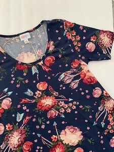 LuLaRoe Size XS Perfect T Navy Floral Arrows T Shirt Top - Picture 1 of 5