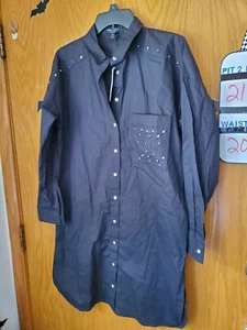 ROMEO & JULIET COUTURE Dress shirt W/ Studs Black Long Sleeve Size medium New - Picture 1 of 10