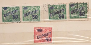 CZECHOSLOVAKIA, DOPLATIT ,1926, MI. 44 X4, MI. 43, TYPES WERE'NT CHECKED, USED - Picture 1 of 2