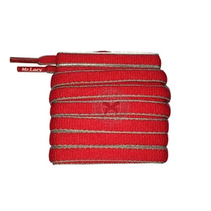 Mr Lacy Slimmies - Red & Grey Oval Shoelaces (130cm Length | 8mm Width) - Picture 1 of 1