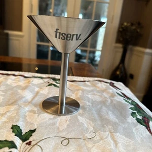 Rare fiserv Forum Brushed Stainless Steel Martini Glass 6oz (asi 31570) - Picture 1 of 5