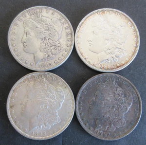 4 USA MORGAN SILBER DOLLAR 1885, 1885, 1886 & 1887 - Bild 1 von 10