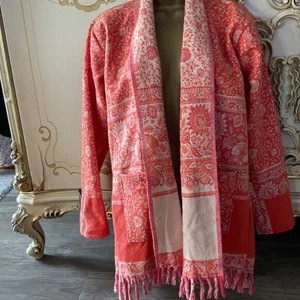 Yak Wool Tibet Orange Jacket With Tassel M - Picture 1 of 9