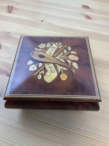 Vintage Italian Inlaid Wood Music Jewelry Box – Swiss Musical Movement - Picture 1 of 3