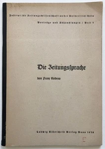 Rodens Die Zeitungssprache 1938 Zeitung Zeitungswesen Sprache Sprachwissenschaft - Imagen 1 de 1