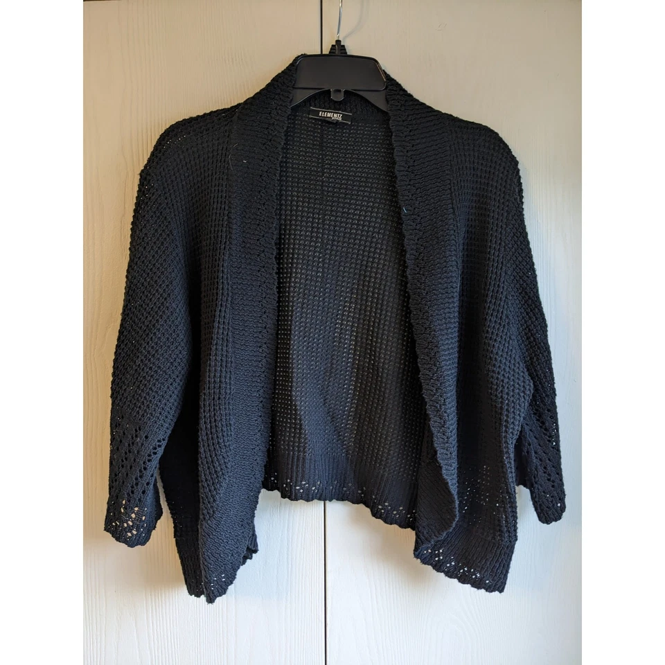 Elementz Women's Black Long Sleeve Open Face Cardigan Size 3X - Image 1 of 4