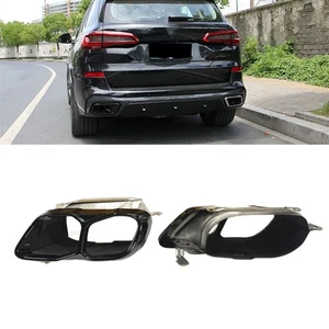 2x Endrohr Auspuff Spitzen für BMW X5 X6 G05 G06 2010-2024 Schwarz Edelstahl - Bild 1 von 8