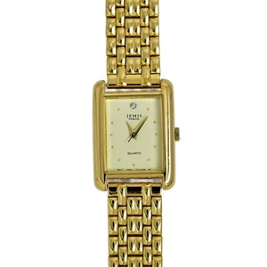 Jemis Tokyo Quarz Damenuhr vergoldet Tank Diamant Akzent Armband - Bild 1 von 10