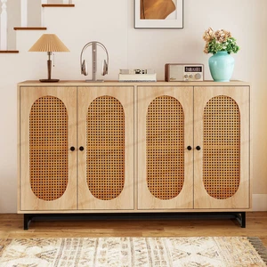 Elegant 126Cm Sideboard Buffet Cabinet with 4 Doors & Adjustable Shelves - Picture 1 of 13