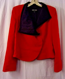 Women's Giorgio Armani Jacket Size 38 Red/Black Collar/Lapels Very nice Cond - Picture 1 of 3