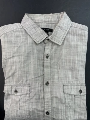 Рубашка Alfani серая на пуговицах с длинным рукавом мужская с большим воротником эластичная - Изображение 1 из 4