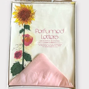 Vintage DUFTBRIEFE duftend 18 Aquarell Sonnenblumen Blätter & 10 rosa Umschläge - Bild 1 von 5