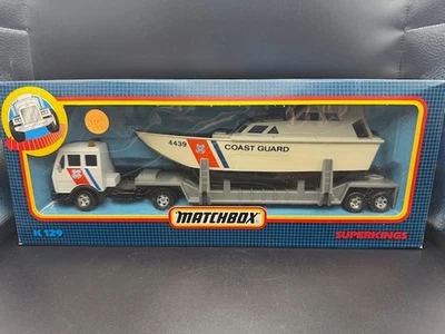 Matchbox Super Kings K-129 Guardia Costera Semirremolque, remolque y barco 1990 Foto 1 de 4