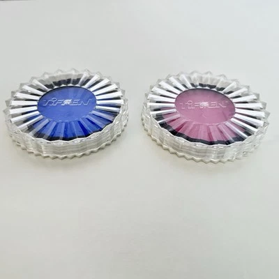 Set of 2 Tiffen 77mm Color Conversion Filters - 80A Blue & FL-D Pink with Cases - Image 1 of 4