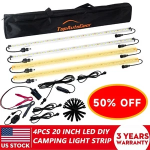 Kit de luces LED para campamento de 4 bares equipo de camping accesorios para tienda tira de LED blanco y ámbar - Imagen 1 de 8