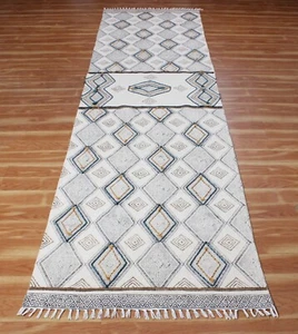 Tappeto Runner Geometrico Moderno Per Cucina Ingresso Kilim Boho Dhurrie 2.5x4 - Foto 1 di 11