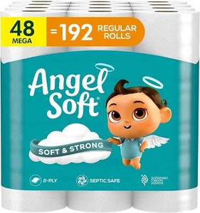 Angel Soft Toilet Paper, 48 Mega Rolls = 192 Regular Rolls, Soft and Strong Toil - Picture 1 of 7